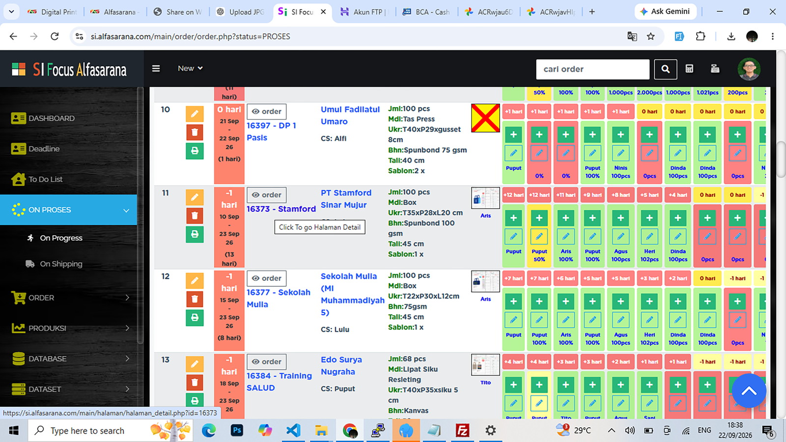 Sistem informasi order Focus Alfasarana